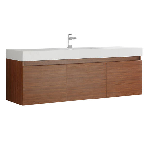 Latitude Run® Carny 60'' Wall Mounted Single Bathroom Vanity with Reinforced Acrylic Vanity Top